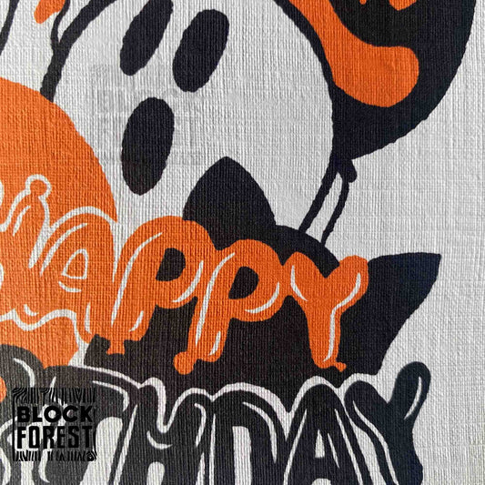 Spooky Birthday - Handprinted Linocut Greetings Card
