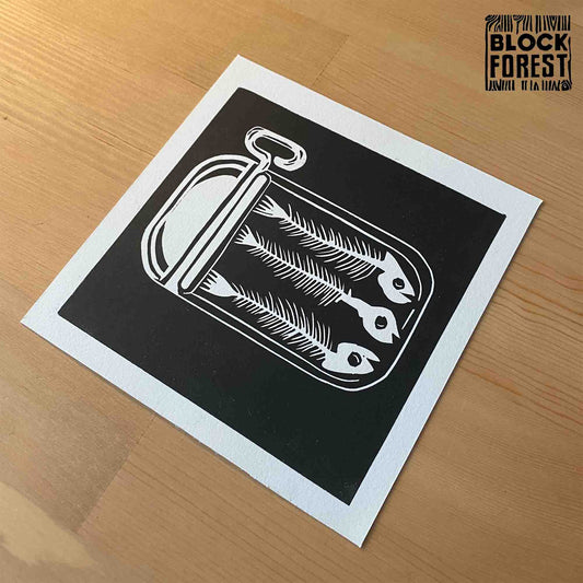 Sardine Can - Open Edition - Linocut Print