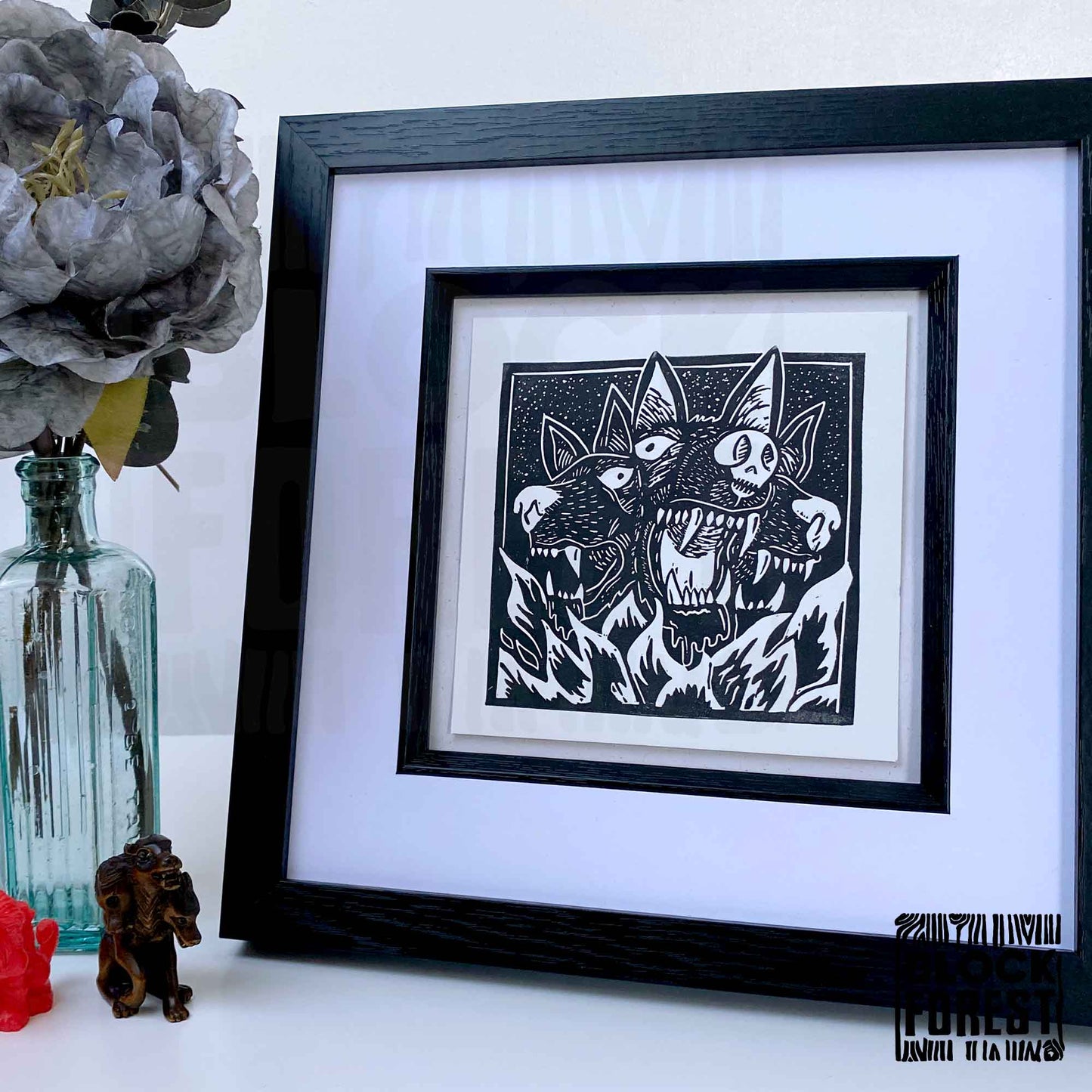 Cerberus-Linocut-Relief