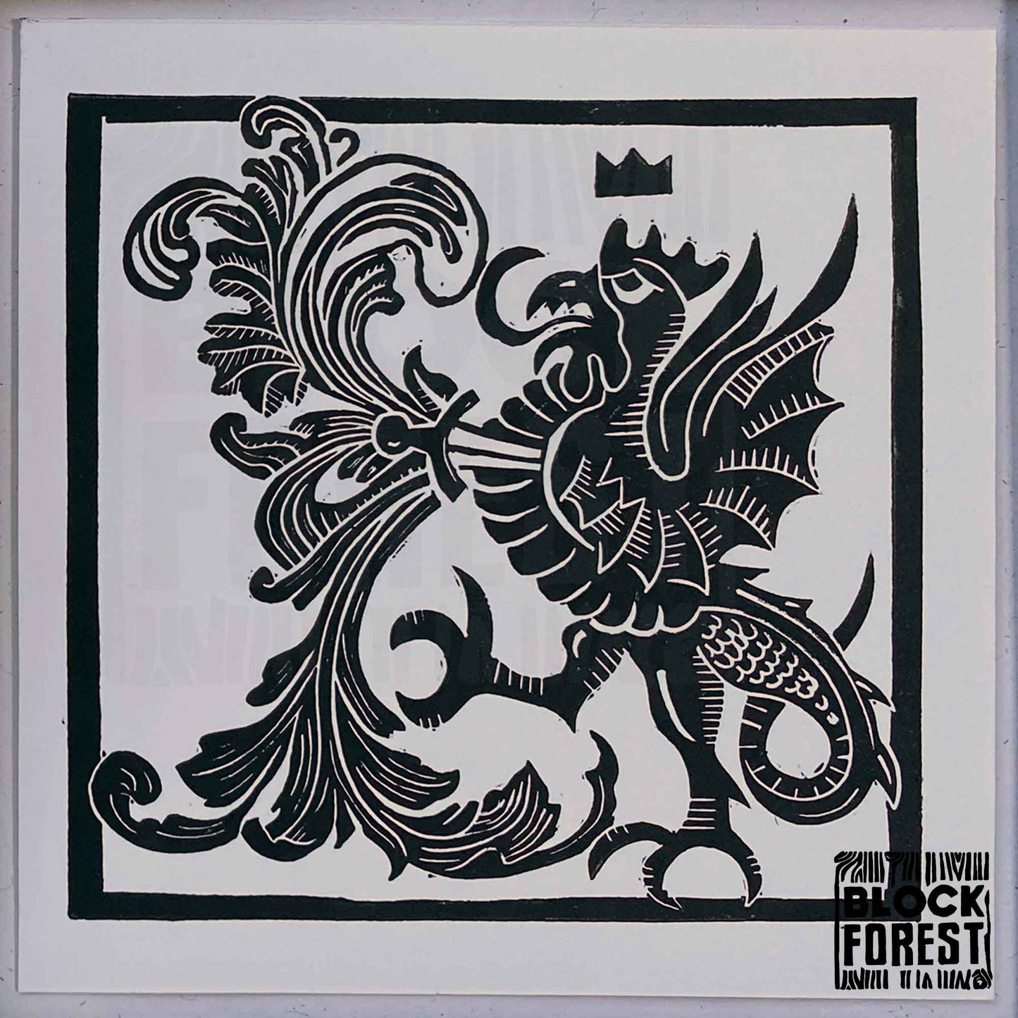 Wherwell Cockatrice - Open Edition - Linocut Print