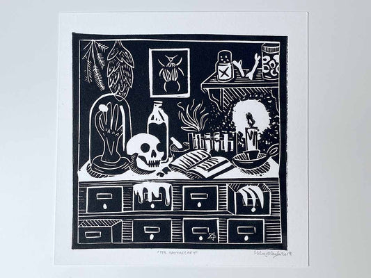Spooky Scenes Triptych. Set of Three Linocut Prints