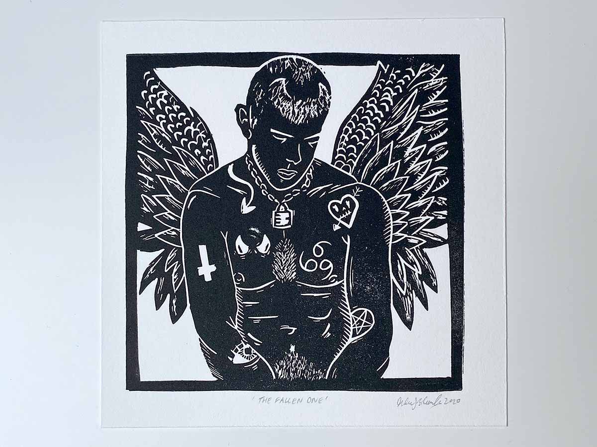The Fallen One - Open Edition - Linocut Print