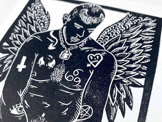The Fallen One - Open Edition - Linocut Print