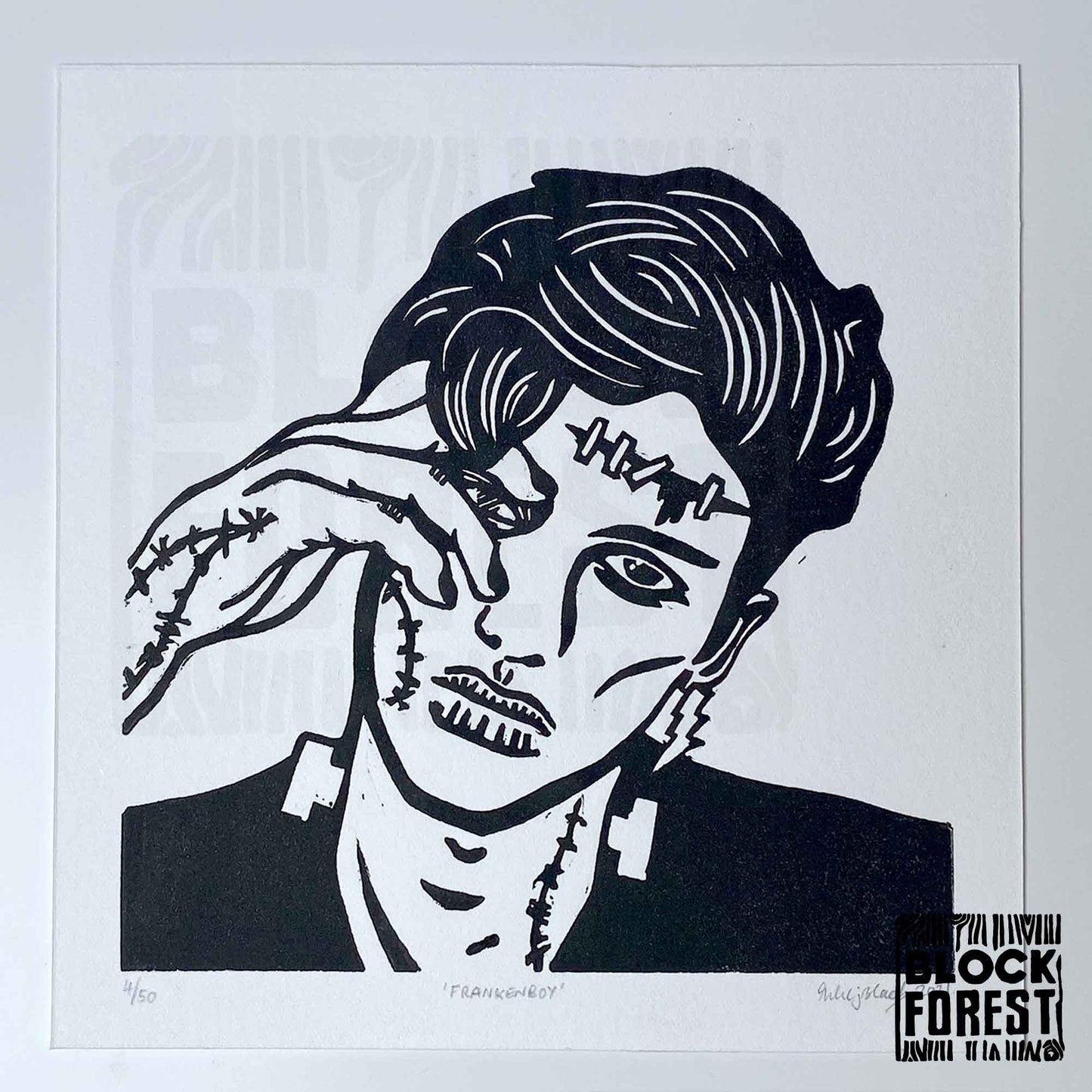 Franken Boy - Limited Edition - Linocut Print