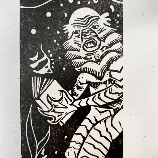 Gillman - Handprinted Linocut Bookmark
