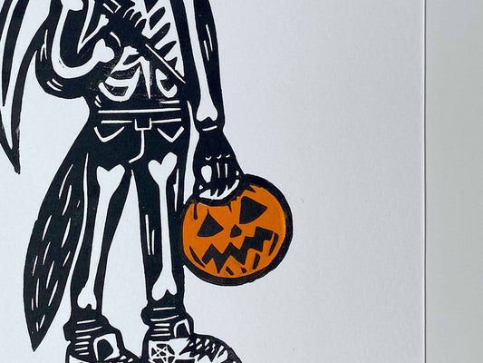 Anthro Halloween Wolf - Limited Edition - Linocut Print