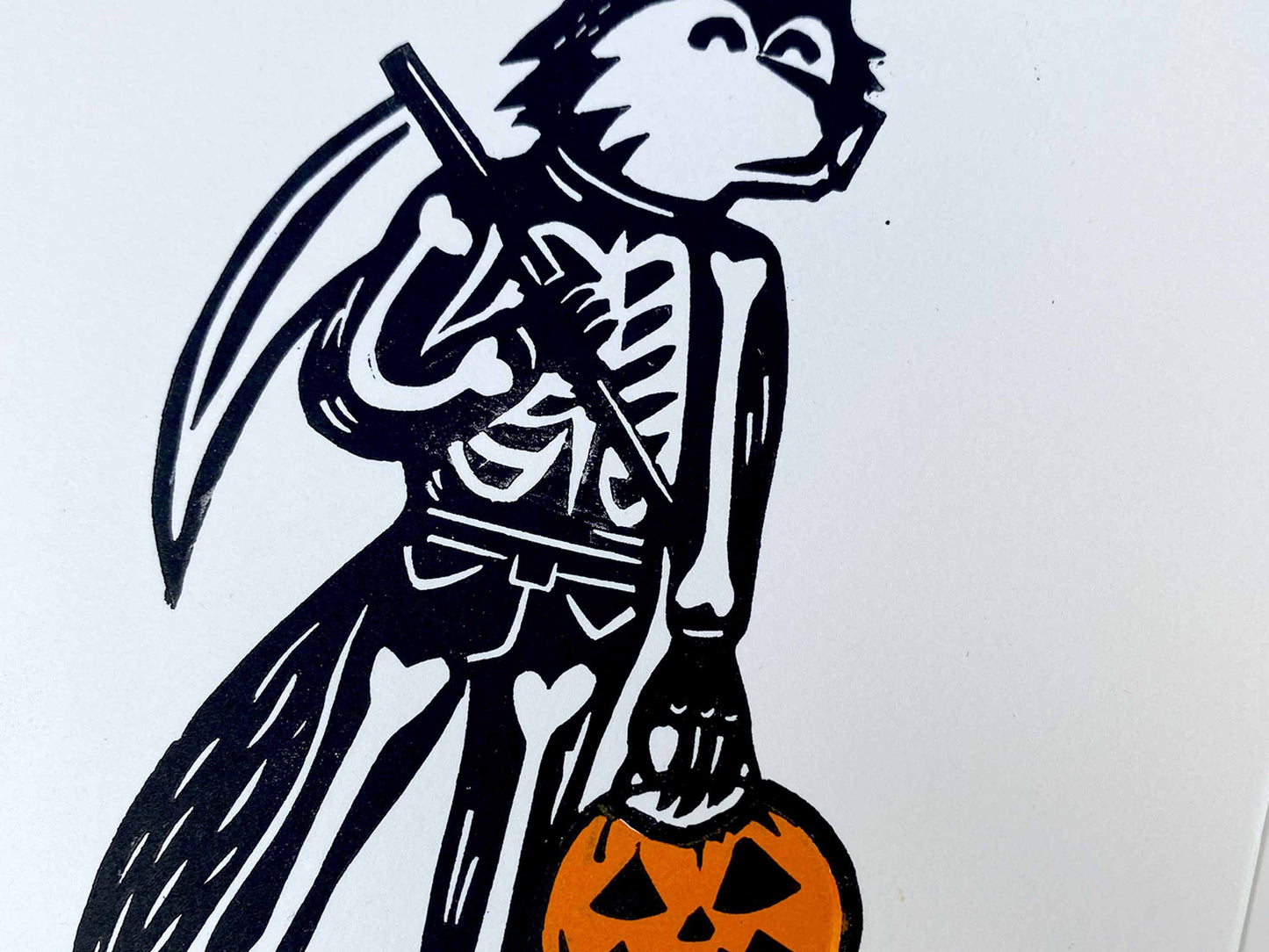 Anthro Halloween Wolf - Limited Edition - Linocut Print
