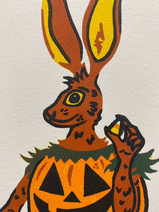 Halloween Hare - Limited Edition - Linocut Print