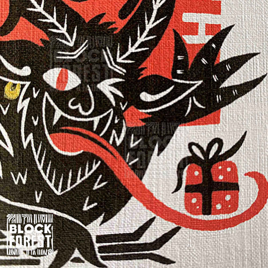 Krampus Fireplace - Festive Greetings Card