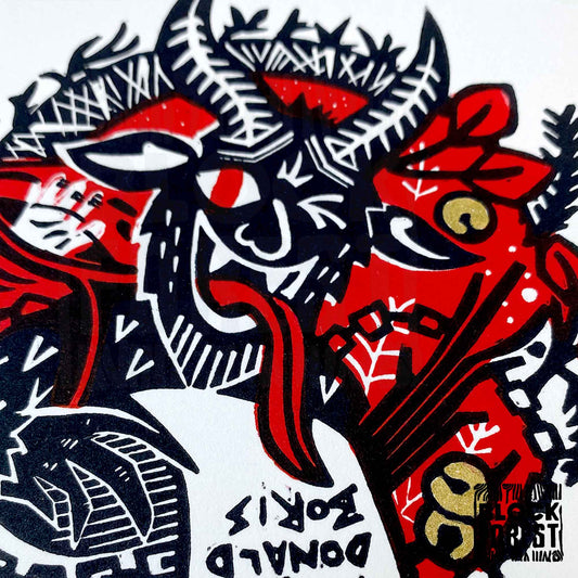 Greetings from Krampus - Open Edition - Linocut Print