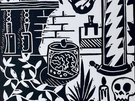 Laboratory - Open Edition - Linocut Print