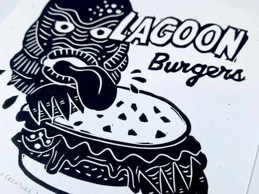 Lagoon Burgers - Open Edition - Linocut Print