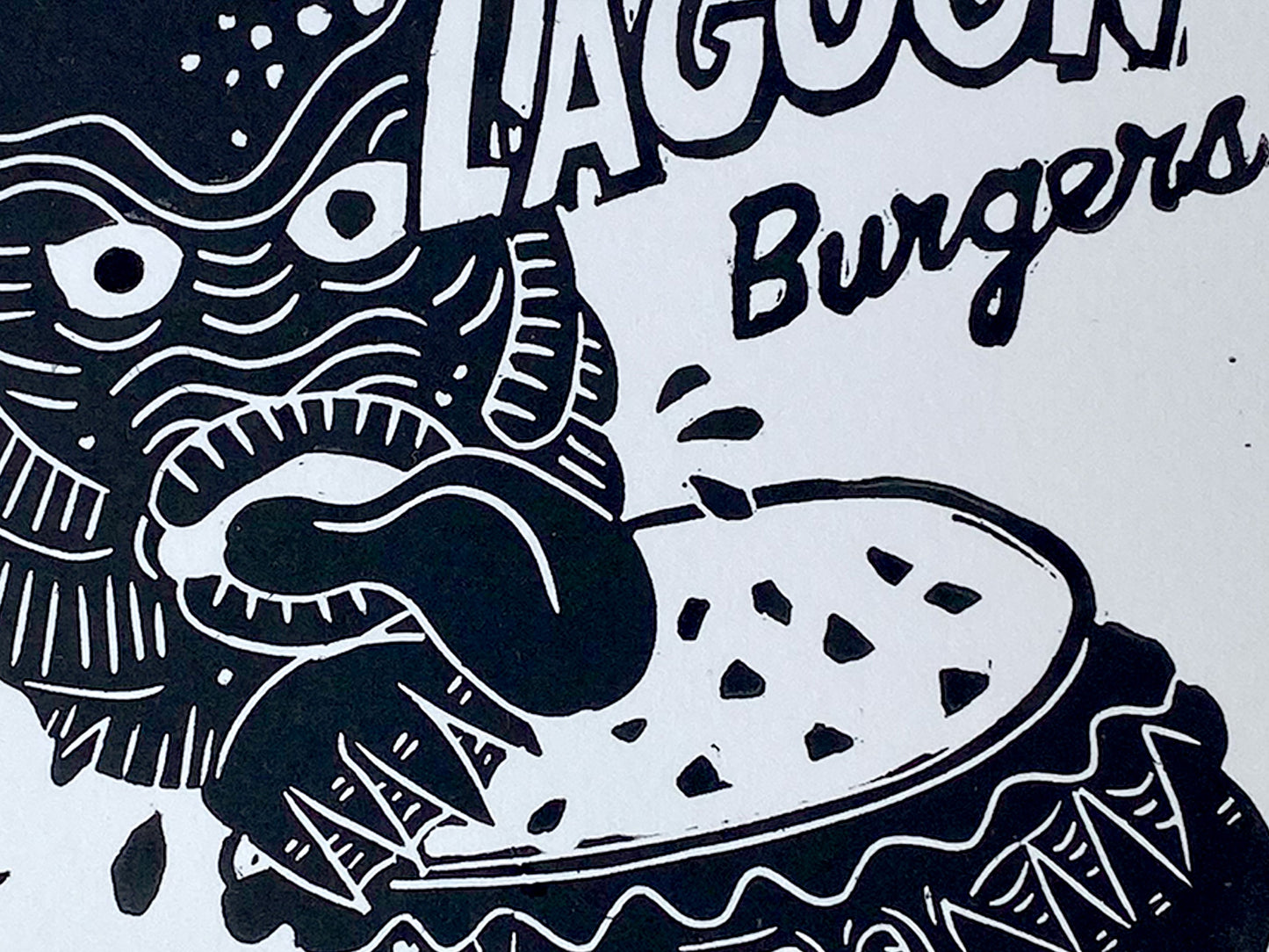 Lagoon Burgers - Open Edition - Linocut Print