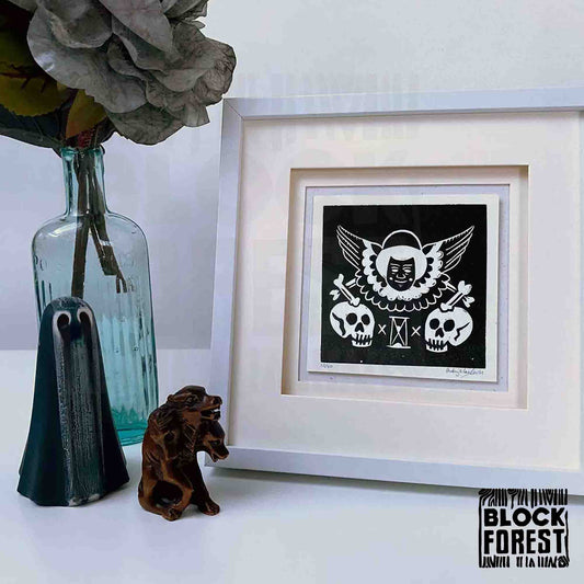 Memento Mori - Cherub - Limited Edition - Linocut Print