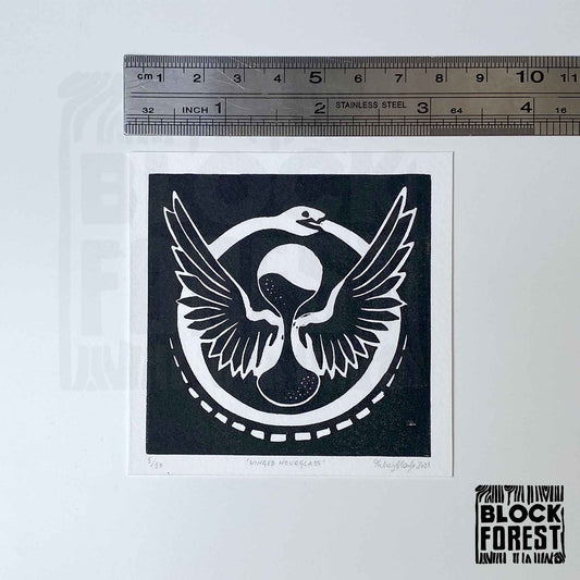 Memento Mori - Hourglass - Limited Edition - Linocut Print