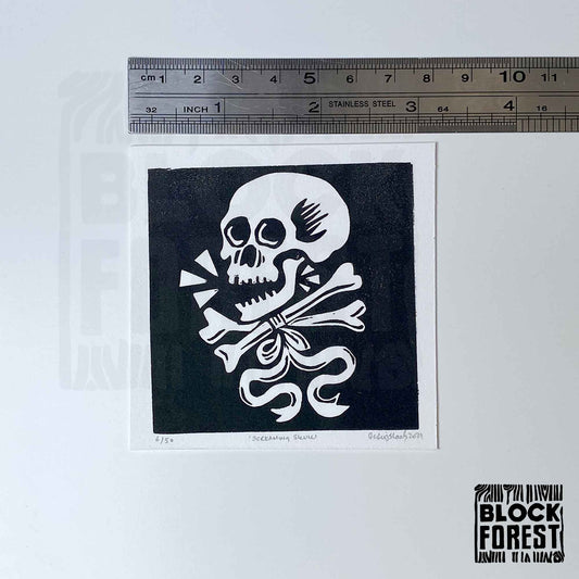 Memento Mori - Screaming Skull - Limited Edition - Linocut Print