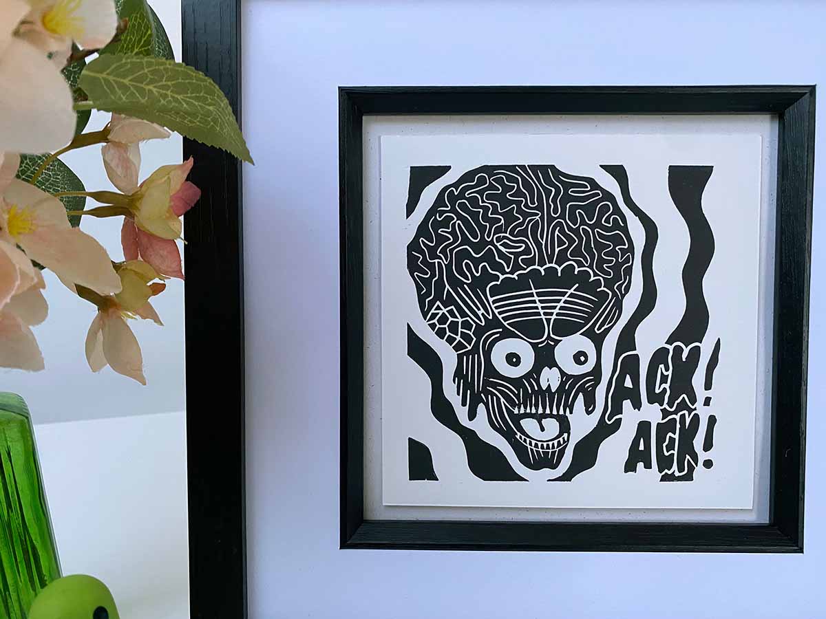 Mars Attacks - Open Edition - Linocut Print