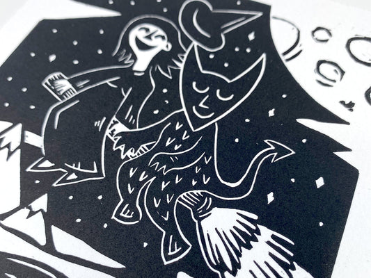 Moonlight Ride - Open Edition - Linocut Print