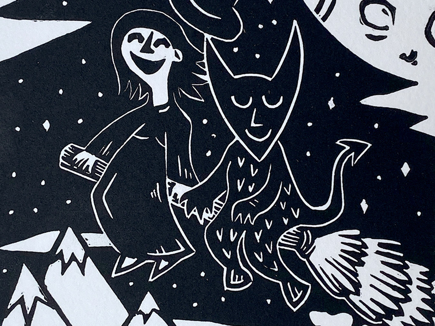 Moonlight Ride - Open Edition - Linocut Print