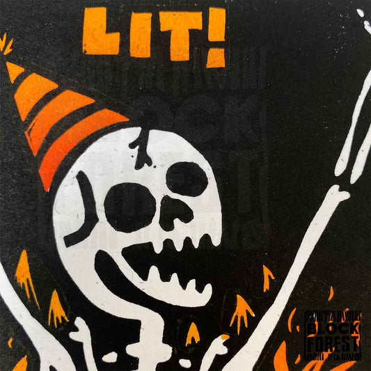Let's Get Lit - Handprinted Linocut Greetings Card