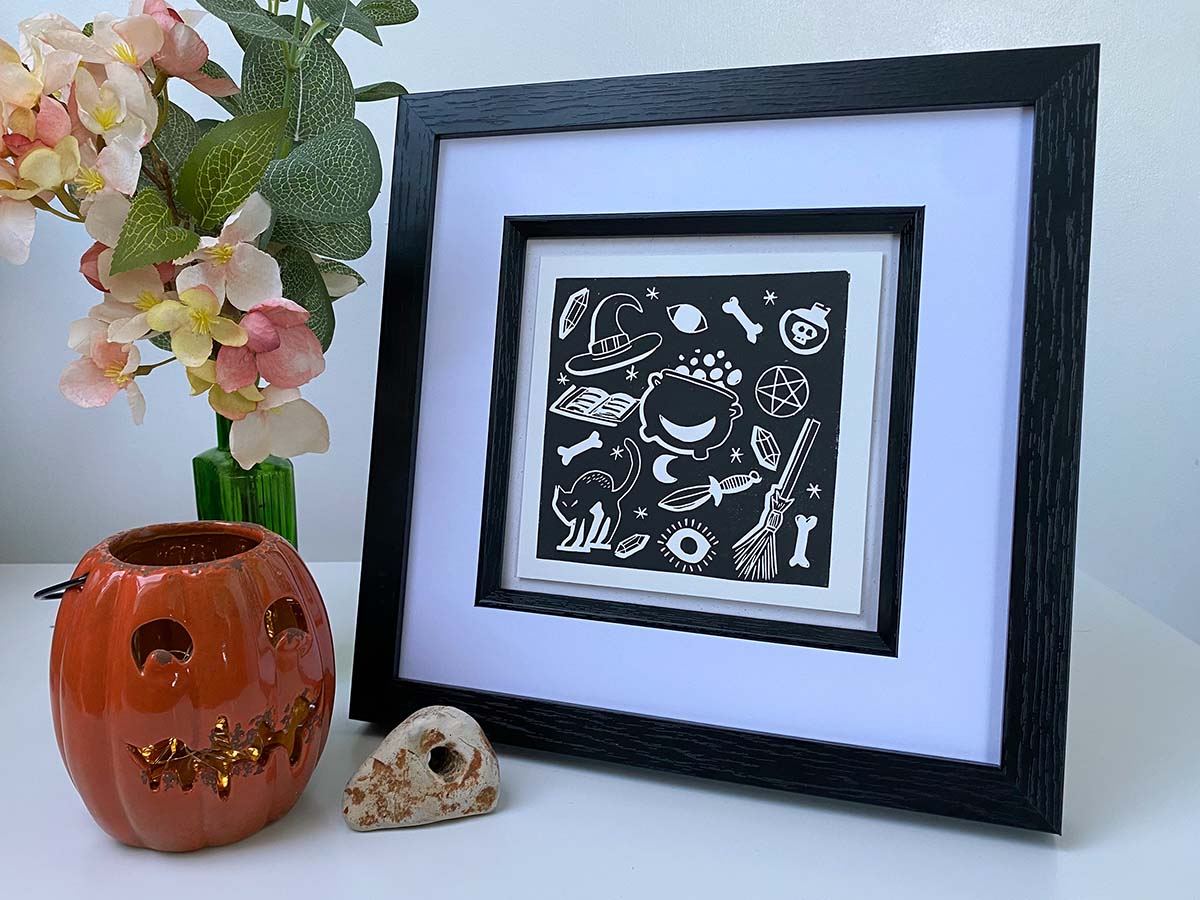 Witchy Pattern - Open Edition - Linocut Print
