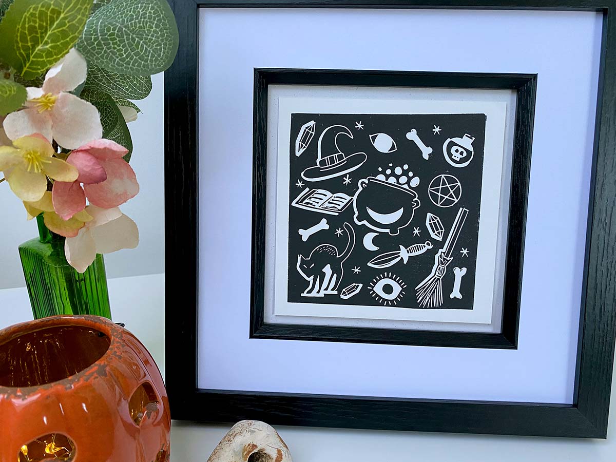Witchy Pattern - Open Edition - Linocut Print