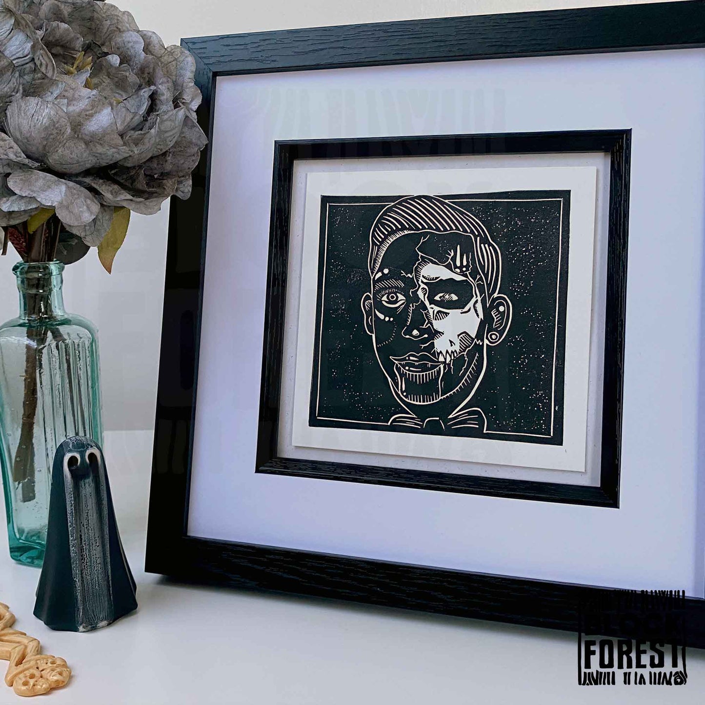 Possessed Ventriloquist Doll - Open Edition - Linocut Print