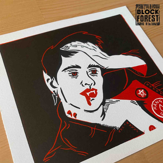 Vampire Dude - Limited Edition - Linocut Print