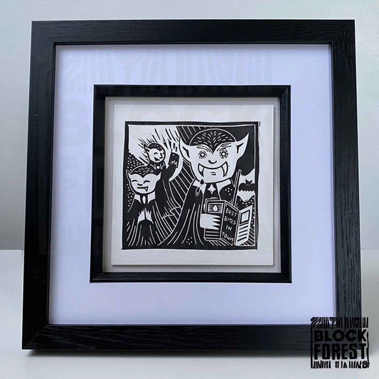 Vampires on Holiday - Open Edition - Linocut Print