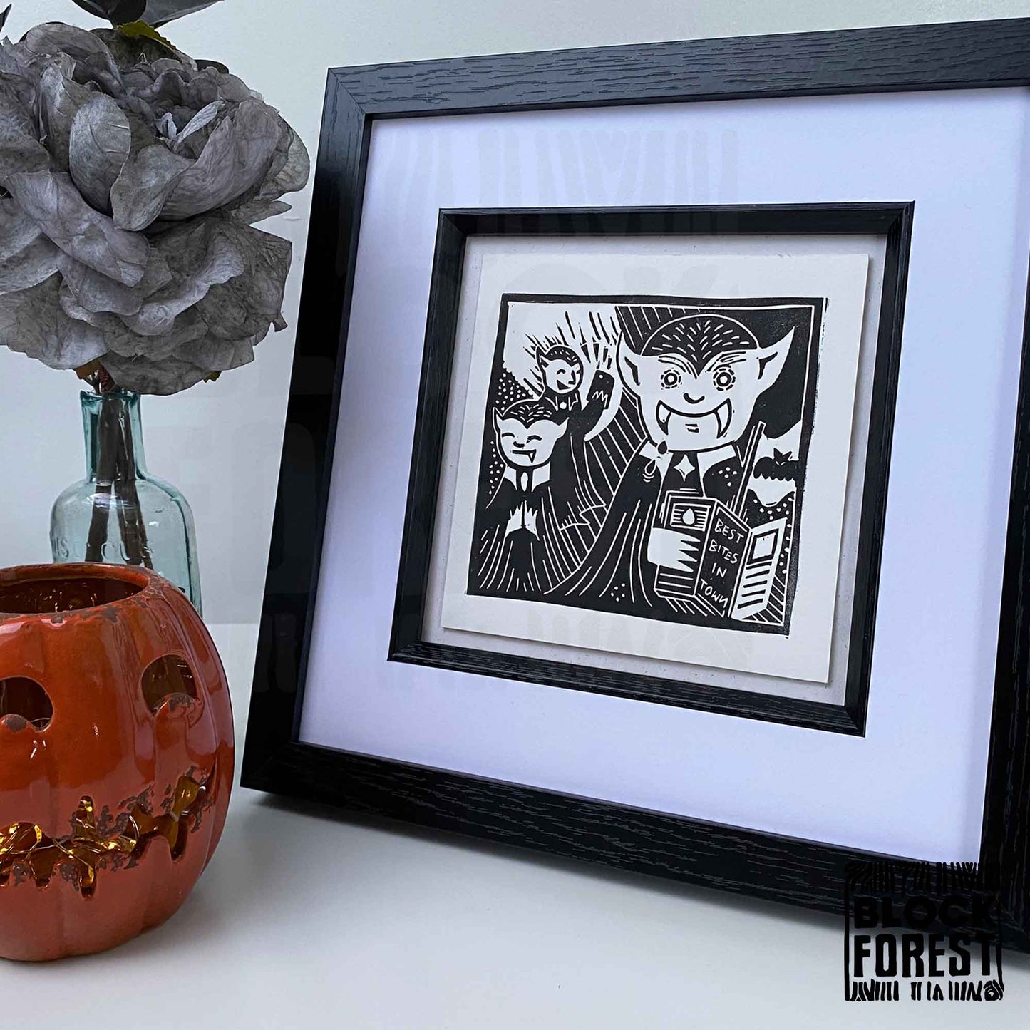 Vampires on Holiday - Open Edition - Linocut Print