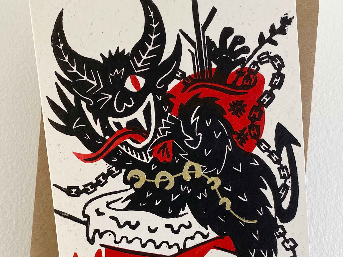 Merry Krampus - Festive Reproduction Print Greetings Card