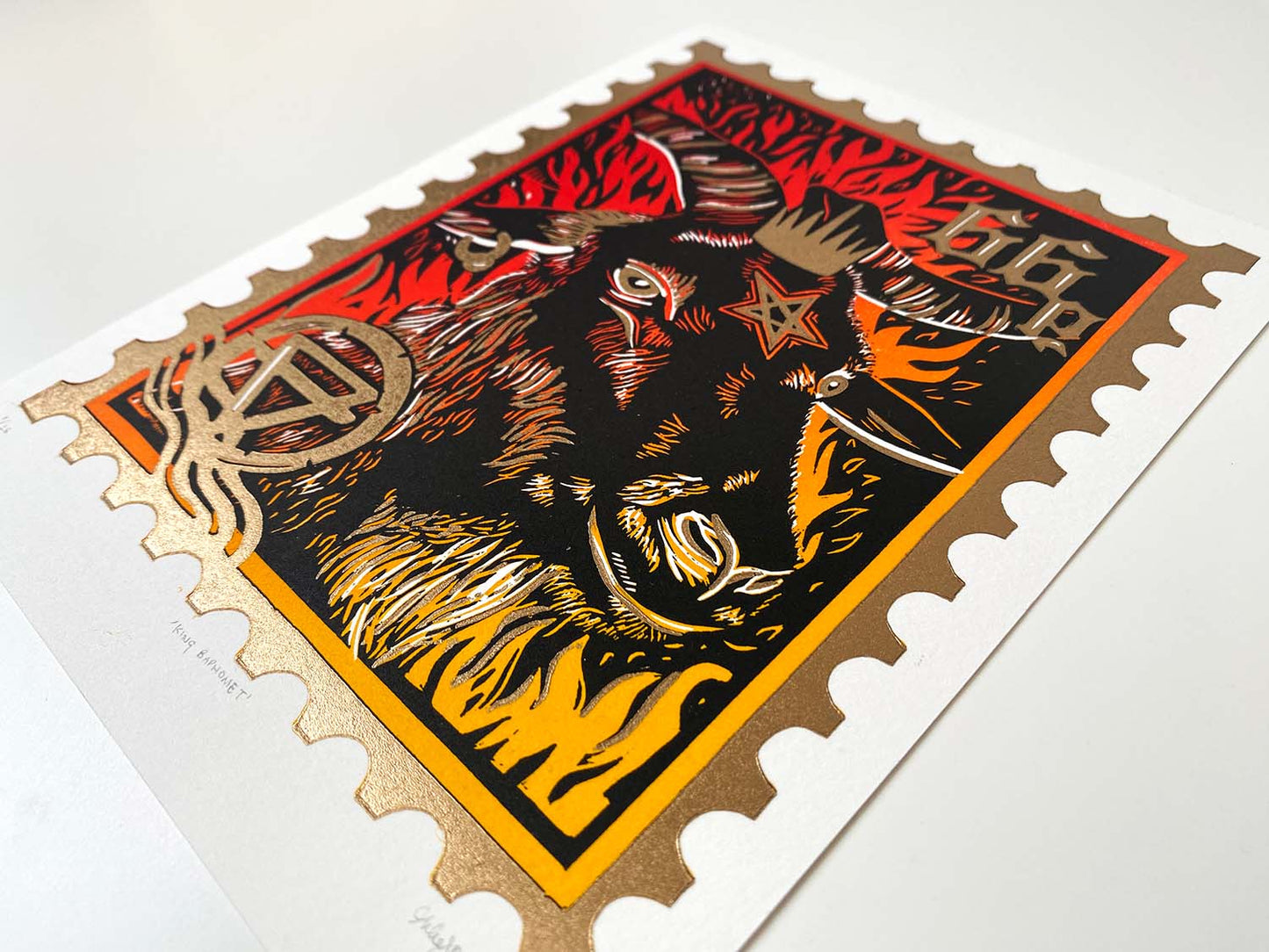 King Baphomet - Limited Edition - Linocut Print