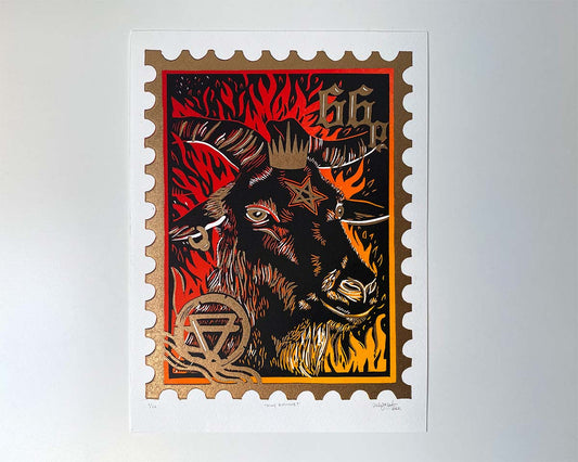 King Baphomet - Limited Edition - Linocut Print