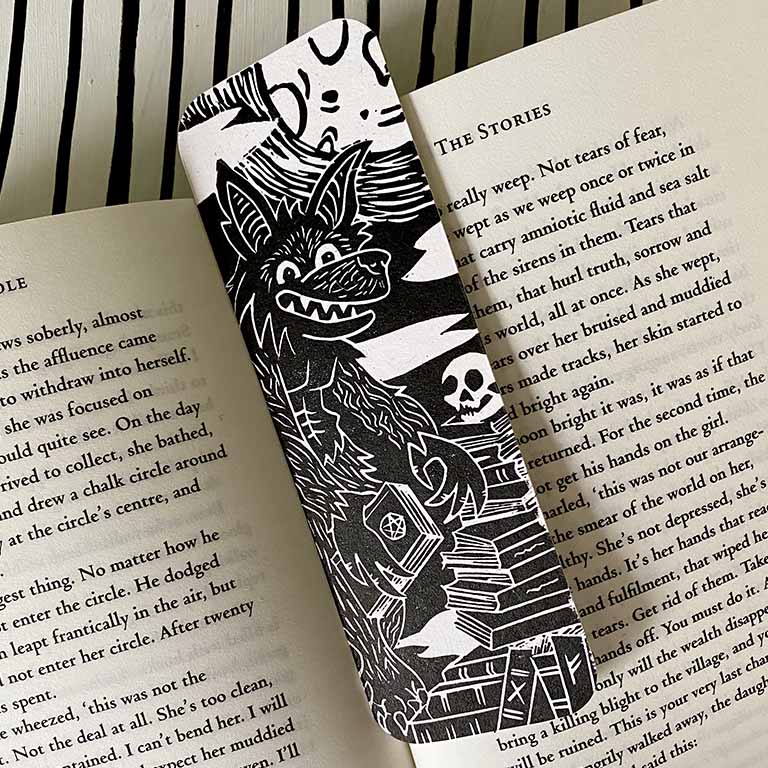 Werewolf - Handprinted Linocut Bookmark
