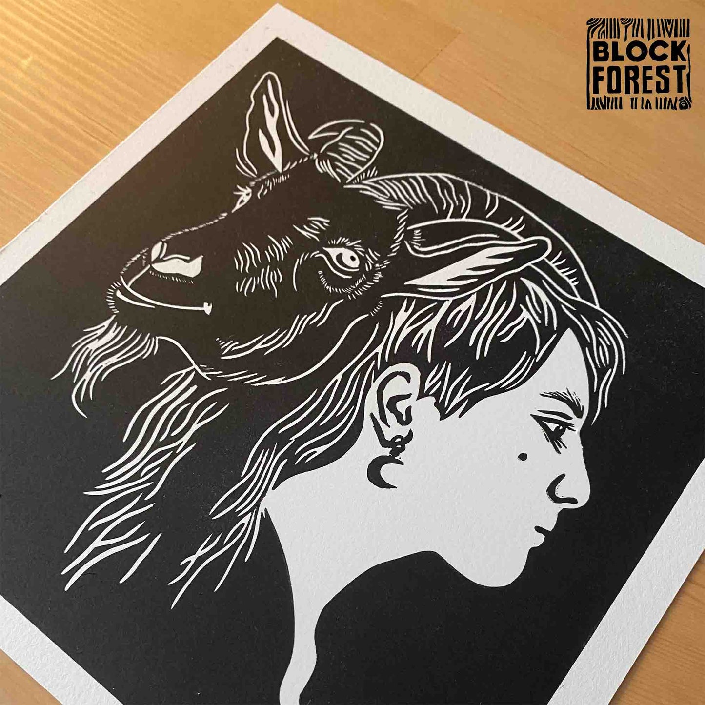 The Devil & I - Linocut Print - Open Edition