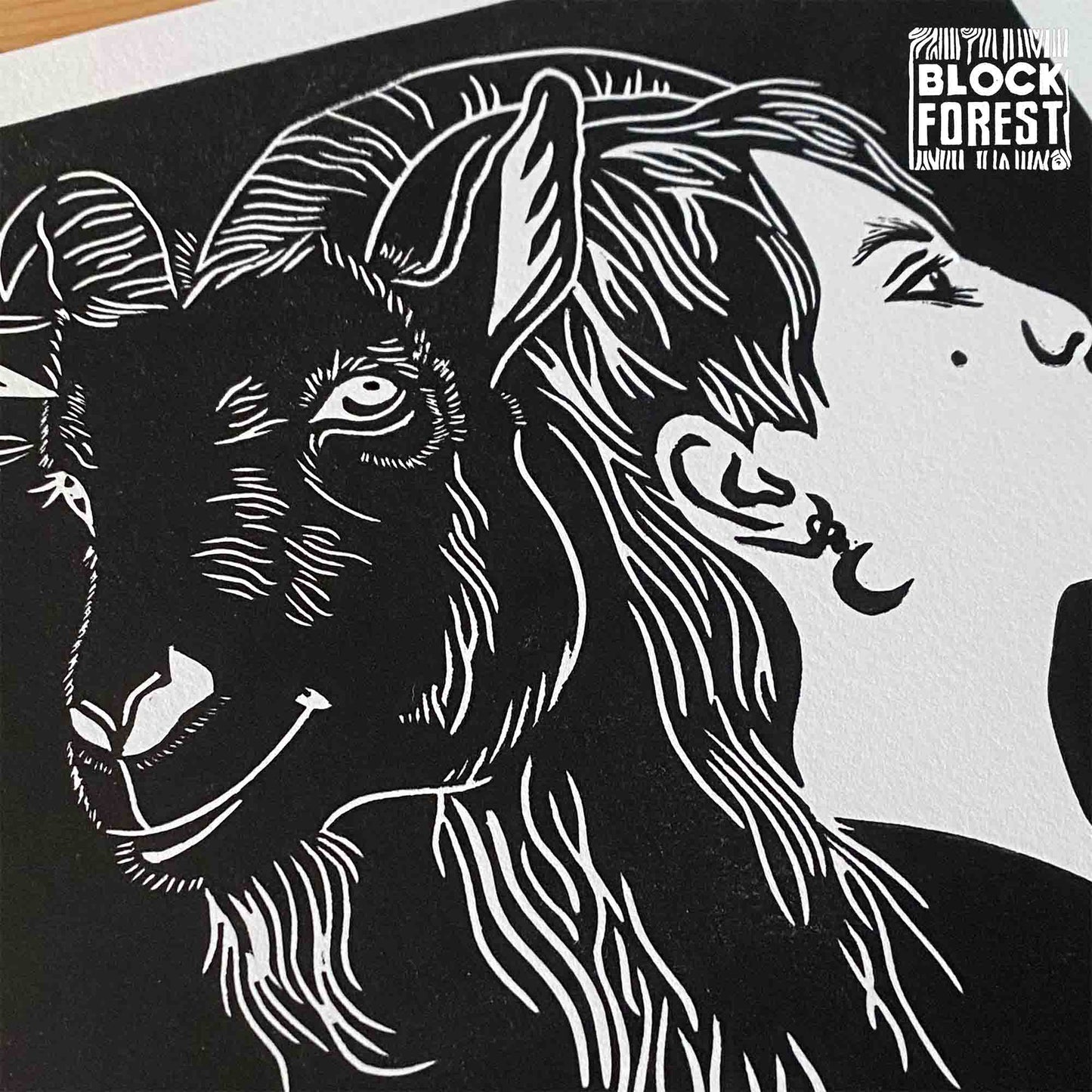 The Devil & I - Linocut Print - Open Edition