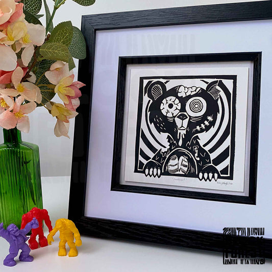 Zombear! - Open Edition - Linocut Print