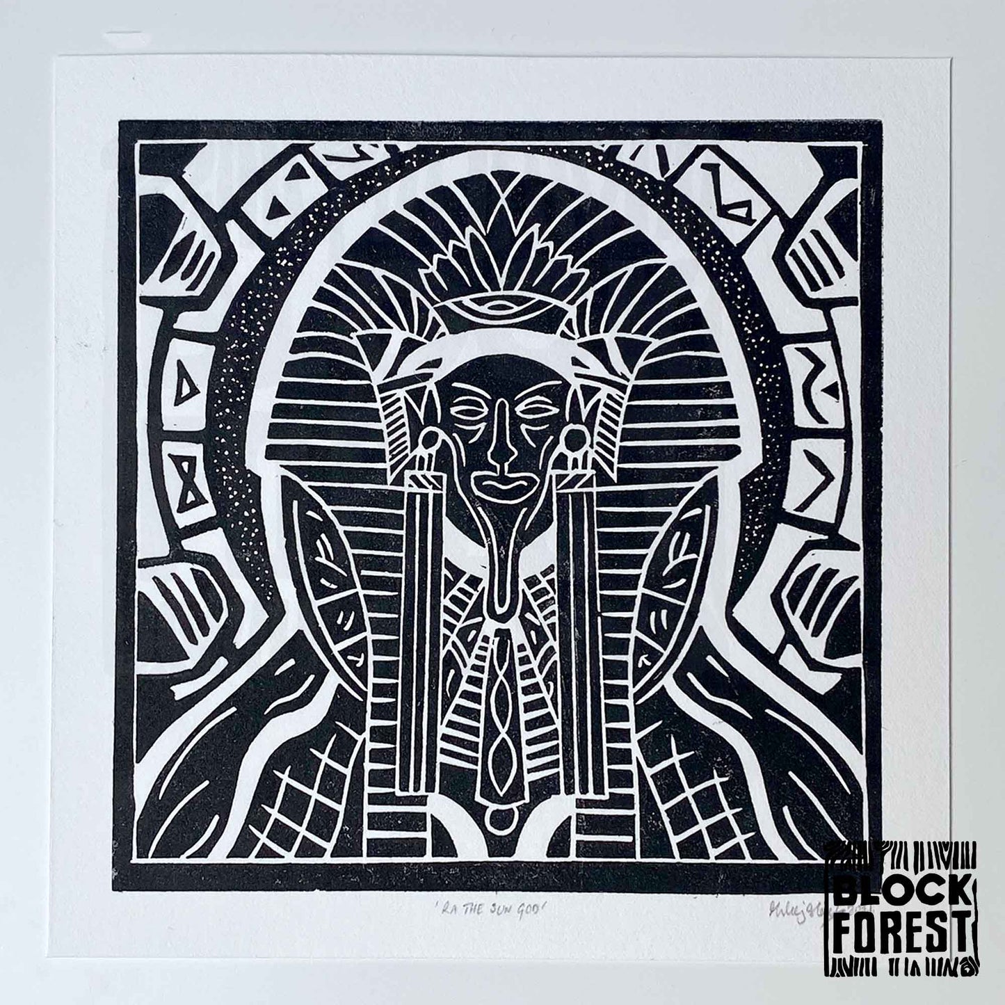 The Sun God Ra - Open Edition - Linocut Print