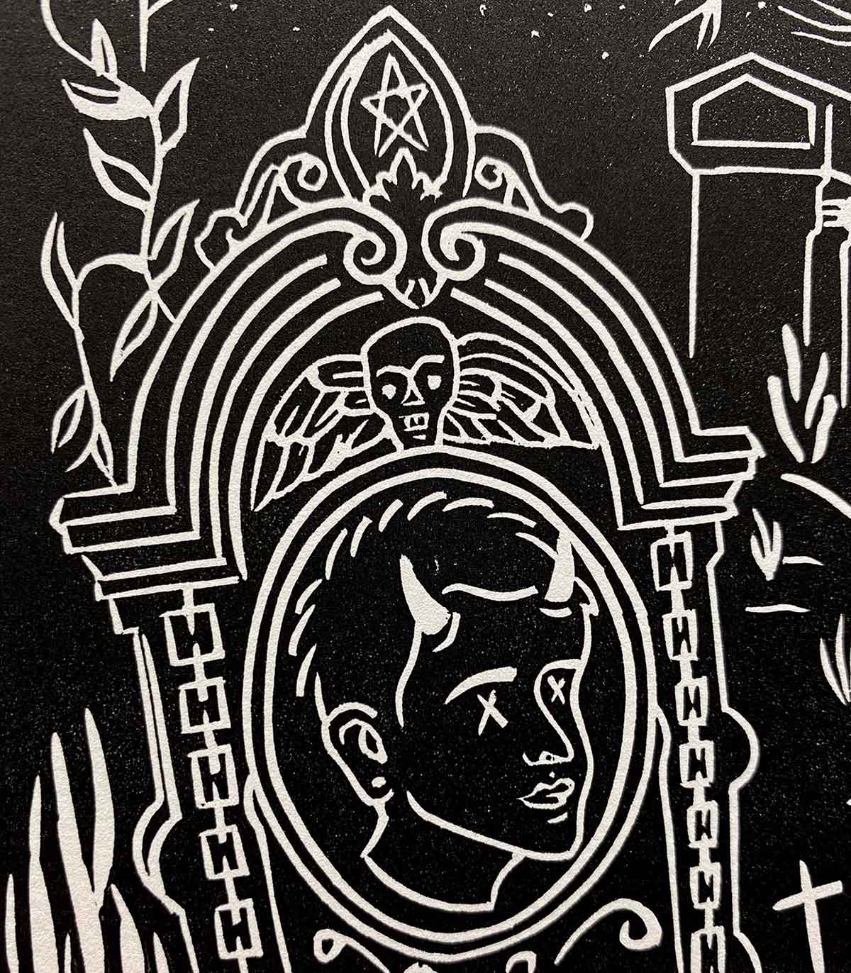 Overgrown Cemetery - Limited Edition - Linocut Print