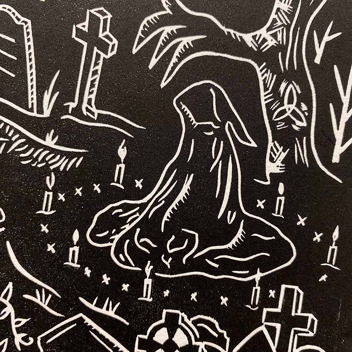 Overgrown Cemetery - Limited Edition - Linocut Print