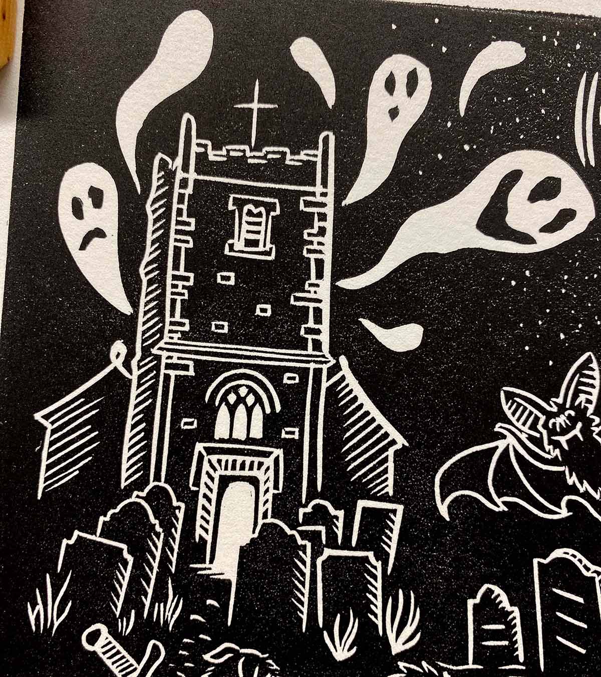 Overgrown Cemetery - Limited Edition - Linocut Print