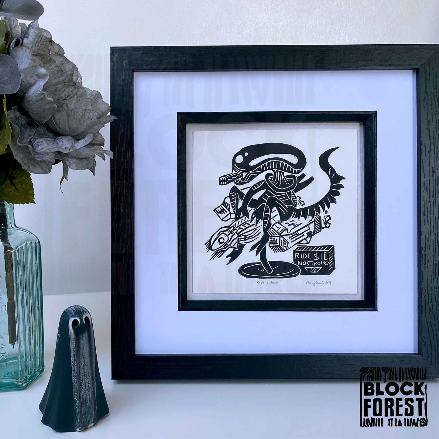 Alien Ride - Open Edition - Linocut Print
