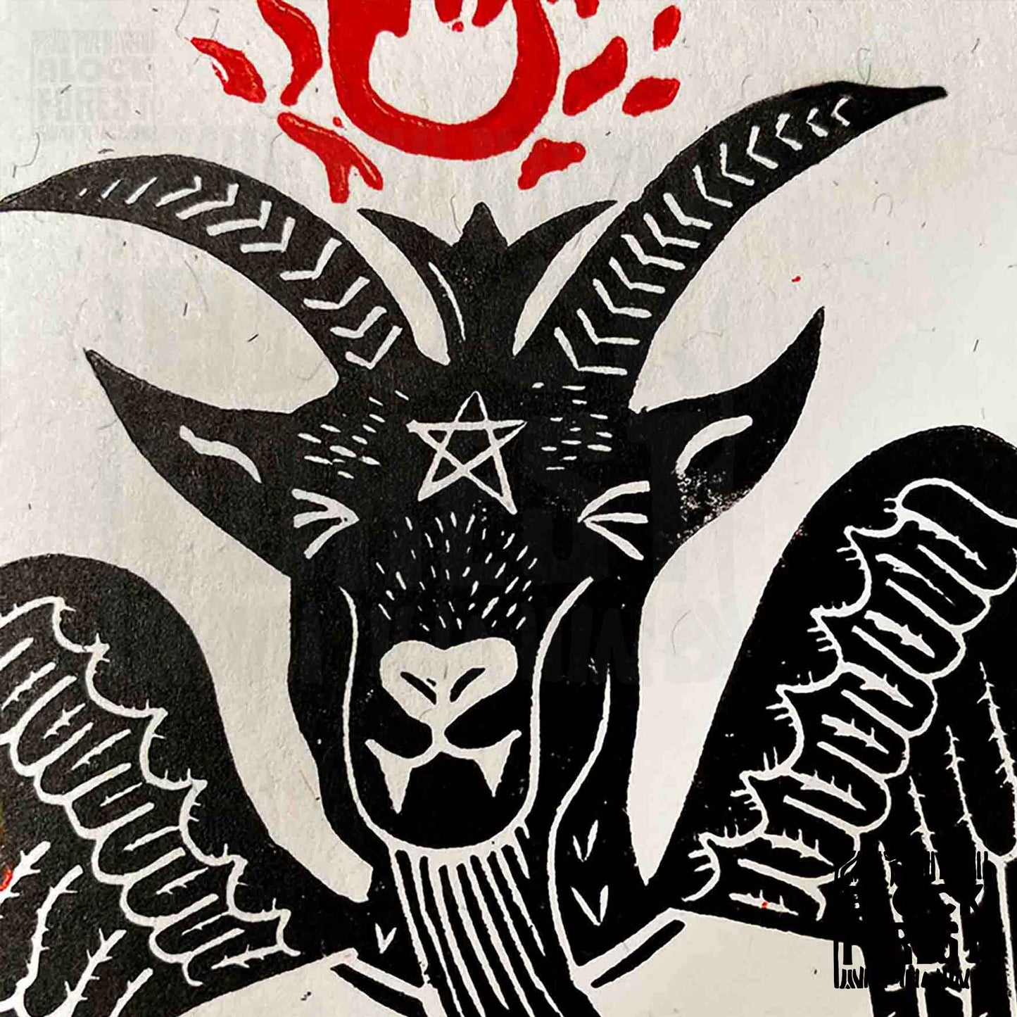 Baphomet Be Mine - Handprinted Linocut Greetings Card
