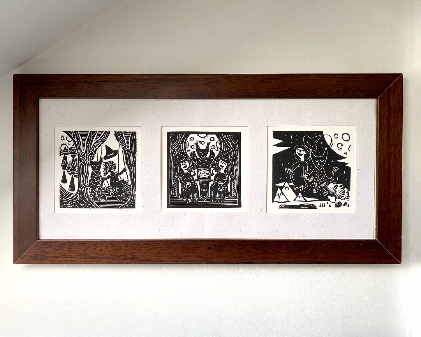 Coven Triptych. Set of Three Linocut Prints