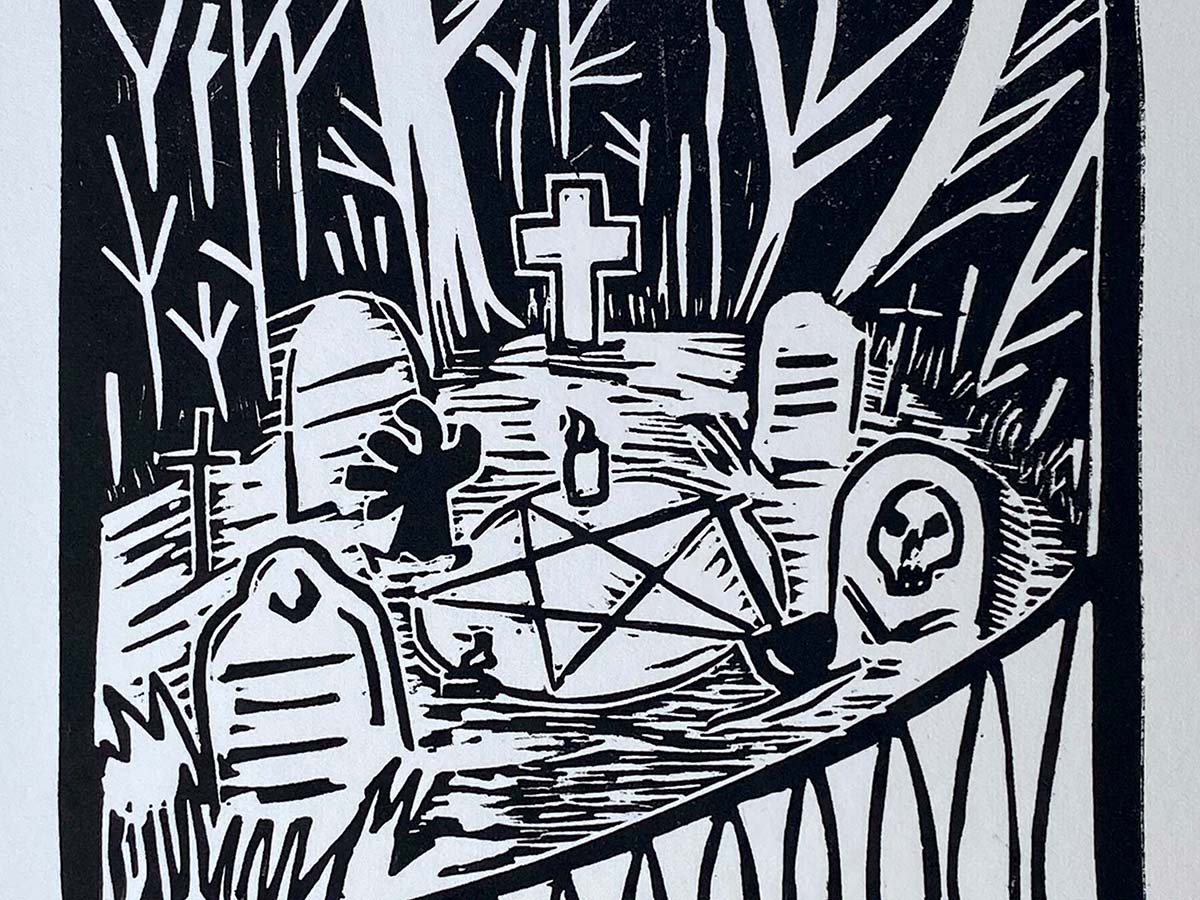 Graveyard - Open Edition - Linocut Print