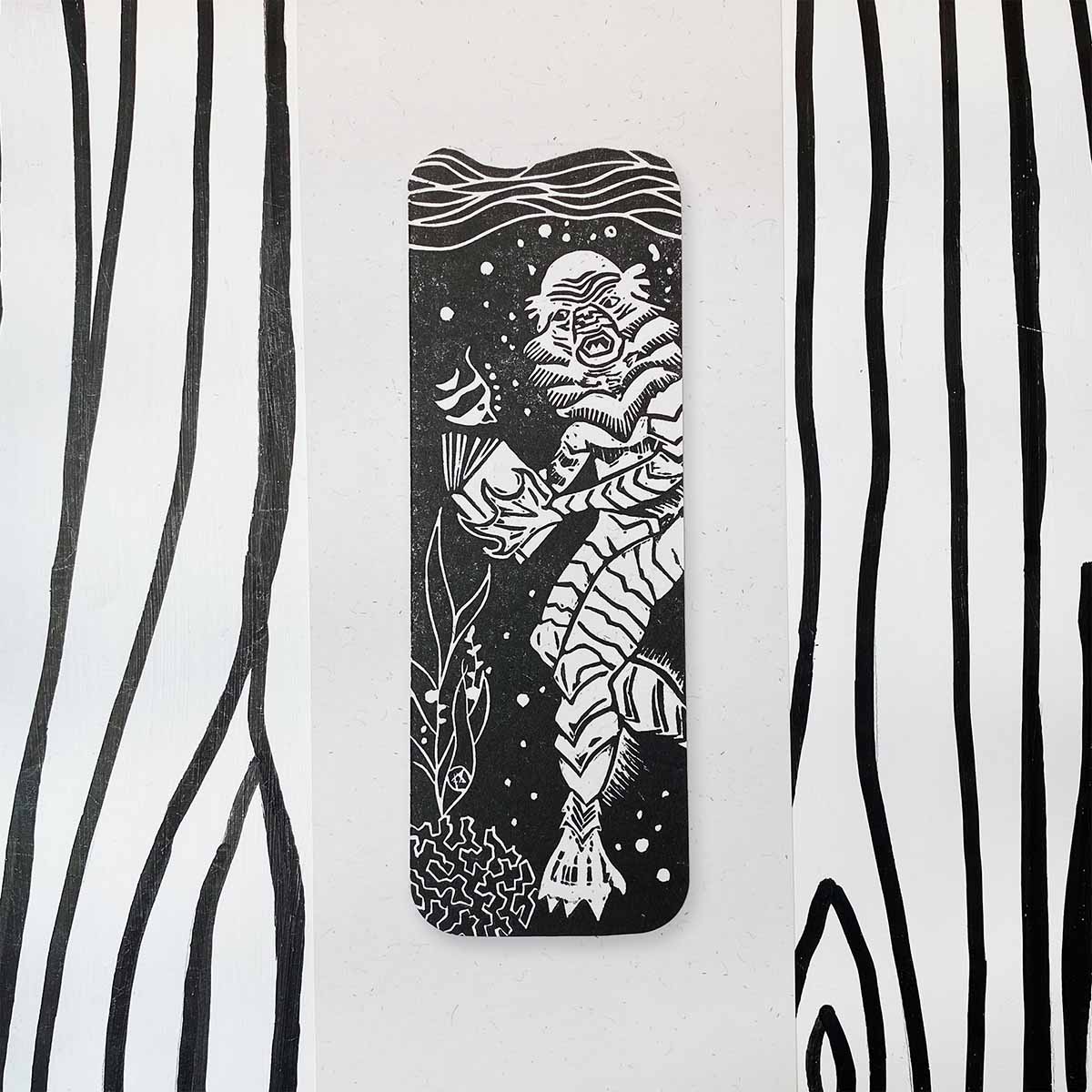 Gillman - Handprinted Linocut Bookmark