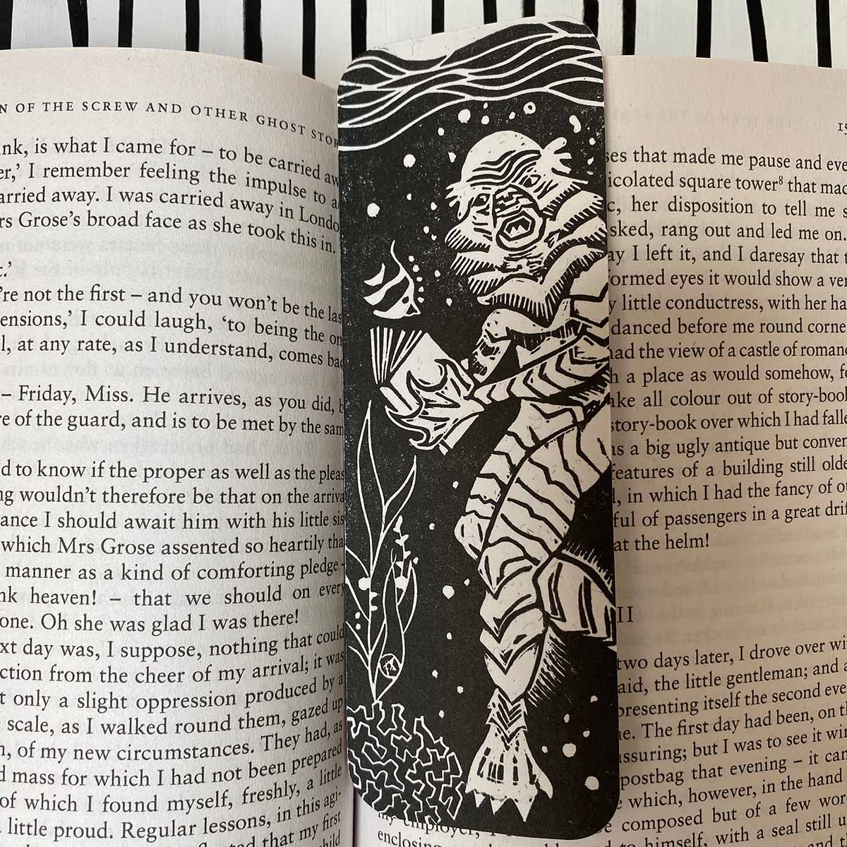 Gillman - Handprinted Linocut Bookmark