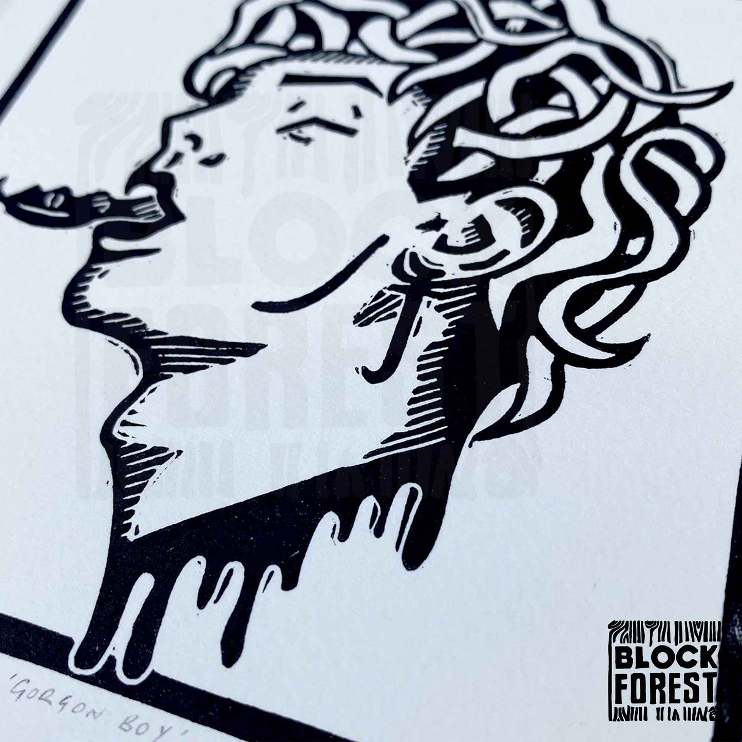 Gorgon Boy - Open Edition - Linocut Print