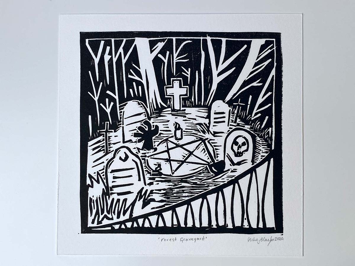Graveyard - Open Edition - Linocut Print