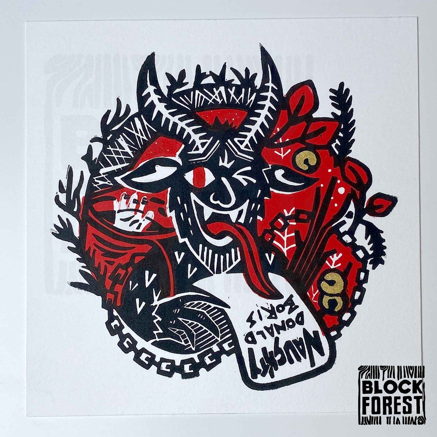 Greetings from Krampus - Open Edition - Linocut Print